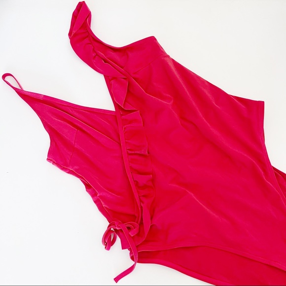 & other stories red ruffle one piece swimsuit size small - Picture 9 of 16